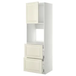 METOD/MAXIMERA Visoka omara za pečico+vr/2lč/2v pr, bela/Bodbyn krem bela, 60x60x200 cm