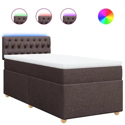 Vidaxl Box spring postelja z vzmetnico temno rjava 90x200 cm blago