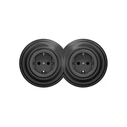 Reblig - Dupla retro kućna utičnica sa okvirom SCHUKO 230V antracitna
