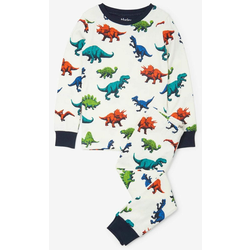Hatley fantovska pižama z dinozavri, bela, 128