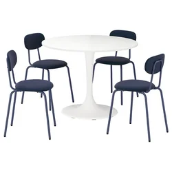 DOCKSTA / SANDSBERG Sto i 4 stolice, bela/Remmarn tamnoplava, 103 cm
