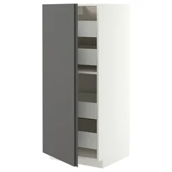 METOD / MAXIMERA Visoki element s fiokama, bela/VOXTORP tamnosiva vertikalna ručka, 60x60x140 cm