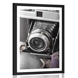 Plakat s paspartujem stari fotoaparat - 40x60 black