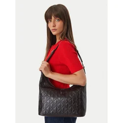 Calvin Klein Ročna torba Emblem Aop Debossed Medium Shbag LV04F3875G Rjava
