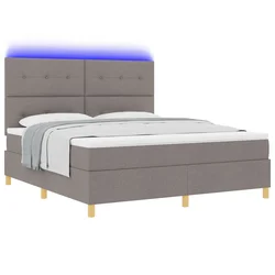 LED Box Spring Krevet Sivo-smeđa 180 x 200 cm tkanina