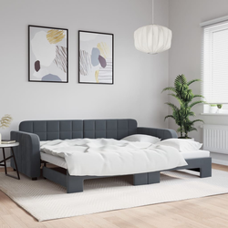 vidaXL Izvlečna dnevna postelja temno siva 90x200 cm žamet