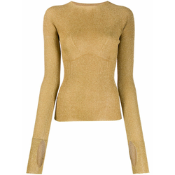 LANVIN - ribbed knit glitter sweater - women - Gold