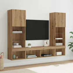 TV zidne jedinice s LED-om Zidne 5 pcs Umjetnički hrast