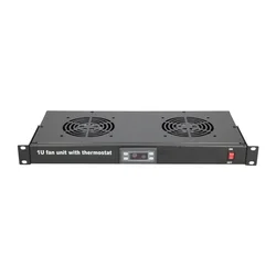 Ventilacioni panel-polica, dva ventilatora i termostat, 1U