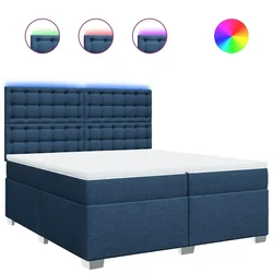 Vidaxl Box spring postelja z vzmetnico modra 200x200 cm blago