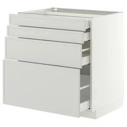 METOD / MAXIMERA Podni element 4 fronta/4 fioke, bela/Aspudden svetlosiva, 80x60 cm