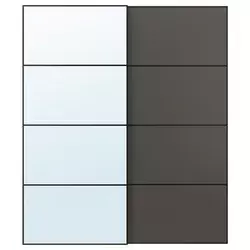 AULI / MEHAMN Par kliznih vrata, crna ogledalo/dvostrano tamnosiva, 200x236 cm