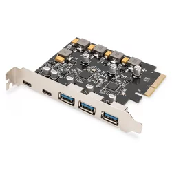 PCIe Karte 2x USB-C + 3x USB A 5x SuperSpeed 10Gbps