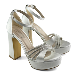 Mona shoes Ženske sandale na štiklu, Srebrne