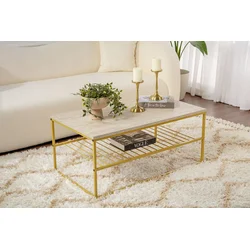 Hanah Home Klub sto Asude, 95x42x55 cm, Krem-zlatne boje