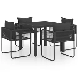 5-dijelni vrtni blagovaonski set od PVC ratana crni