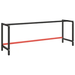 Okvir za radni stol mat crni i mat crveni 220x57x79 cm metalni
