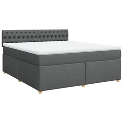 Vidaxl Box spring postelja z vzmetnico temno siva 180x200 cm blago
