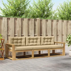 Set vanjskih sofa s jastukom 3 pcs Bijela i bež Poliester