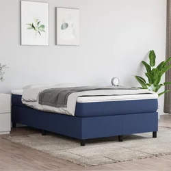 Vidaxl Box spring postelja z vzmetnico moder 120x200 cm blago