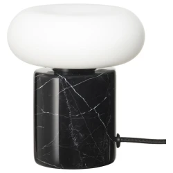 MARKFROST / MOLNART Stona lampa sa sijalicom, crna/mermer crna