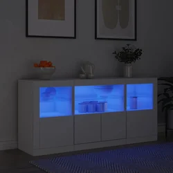 Komoda s LED svjetlima bijela 142,5 x 37 x 67 cm