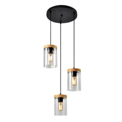 Wels Viseća Lampa Crna + Drvo 3x40W E27 ( 15049 )