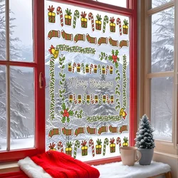 WallXpert novogodišnja nalepnica za prozor i zid 309108, bordure od lizalica, poklona i grančica, natpis Merry Christmas, 30 x 50 cm