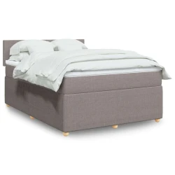 vidaXL Box spring postelja z vzmetnico taupe 160x200 cm blago