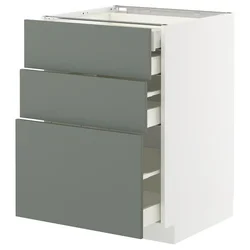 METOD / MAXIMERA Pod.elem.3front/2dnj/1srd/1vis.fiok, bela/Nickebo mat sivozelena, 60x60 cm