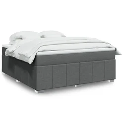 VIDAXL Box spring postelja z vzmetnico temno siva 180x200 cm blago