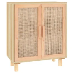 Vidaxl Komoda rjava 60x30x70 cm trdna borovina in naravni ratan