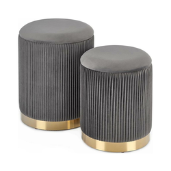 SET 2x Tabure MONTY pr. 36/66 cm siva/zlata