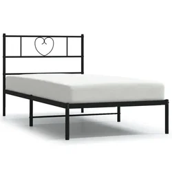 Vidaxl Kovinski posteljni okvir z vzglavjem črn 100x200 cm