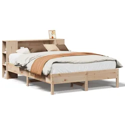 Krevet s regalom za knjige bez madraca 135x190 cm od borovine