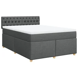 Vidaxl Box spring posteljni z vzmetnico temno siv 140x190 cm blago