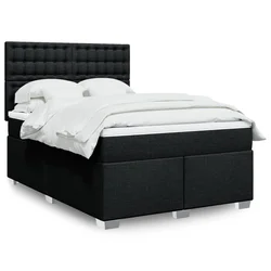 vidaXL Box spring postelja z vzmetnico črna 160x200 cm blago