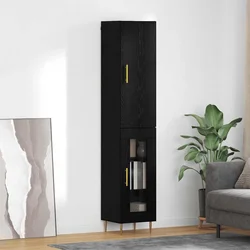 Highboard 2 pcs Crni hrast Konstruirano drvo