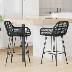 Barski stolac 2 pcs 55 x 52 x 92 cm Ratan i čelik