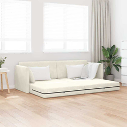 Podni kauč na razvlačenje Krema 213 x 70 x 77 cm Baršun