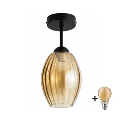 BRILAGI - LED plafonski luster R GLASS 1xE27/60W/230V prečnik 17 cm crna/dimljeno bež