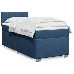 VIDAXL Box spring postelja z vzmetnico modra 100x200 cm blago