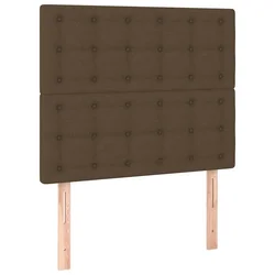 Vidaxl Vzglavje postelje temno rjavo 90x5x118/128 cm blago