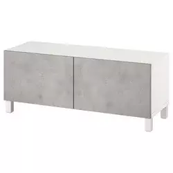 BESTA TV stalaža s vratima, bela Kallviken/Stubbarp/svetlosiva, 120x42x48 cm