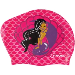 Finis long hair silicone cap print seashell rožnata