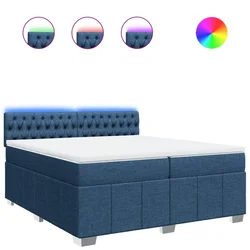 Vidaxl Box spring postelja z vzmetnico modra 200x200 cm blago