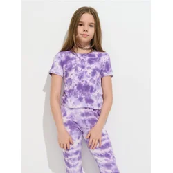 Sinsay - Pamučna majica sa tie-dye uzorkom - lavanda