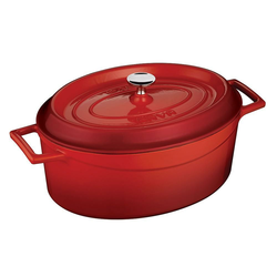 Oval saucepan, cast iron, Trendy, 27 cm, red - LAVA
