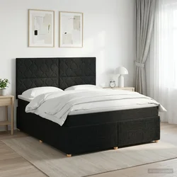 vidaXL Postelja boxspring z vzmetnico Črna 160 x 200 cm Blago