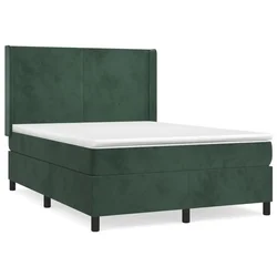 Vidaxl Box spring postelja z vzmetnico temno zelena 140x200 cm žamet